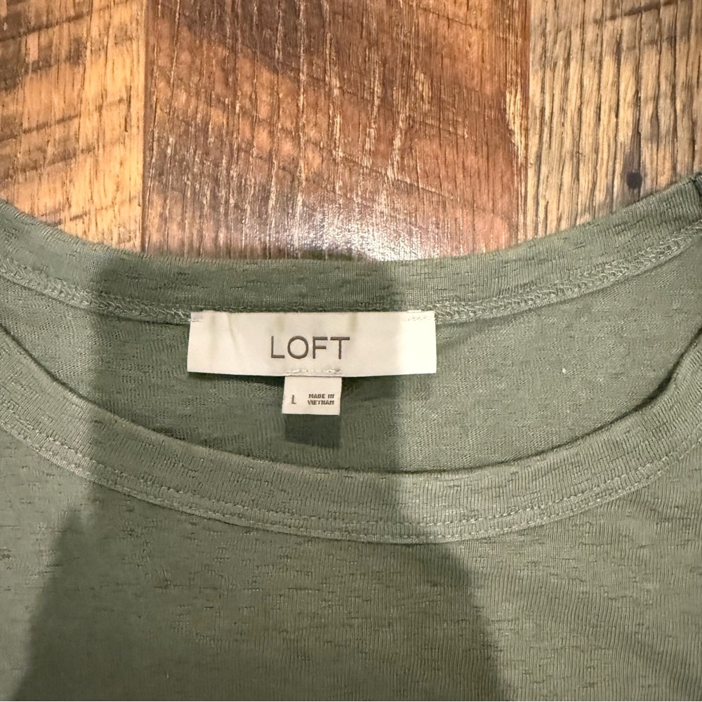 LOFT Olive Ruffle Sleeve Tee - Picture 2 of 3